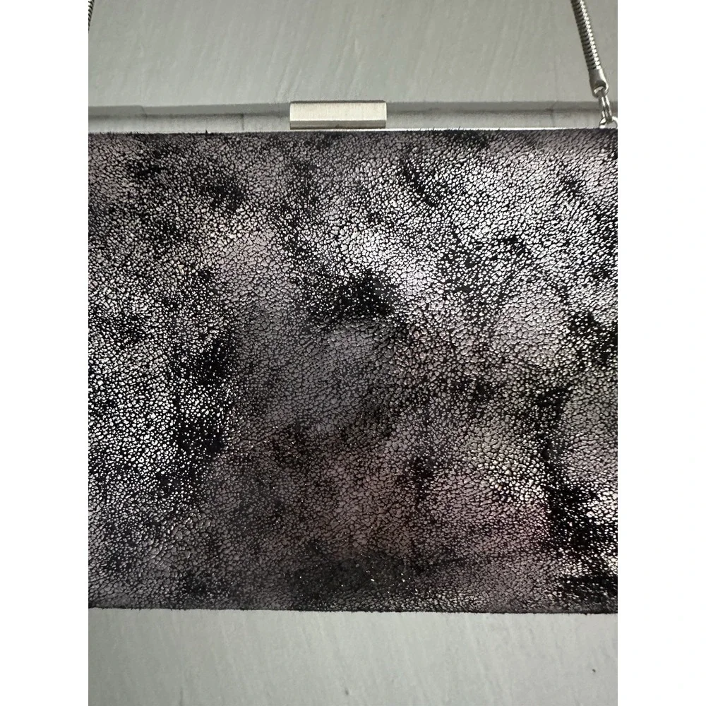 Sondra Roberts Metallic‎ Evening Clutch Bag Silver Chain Strap